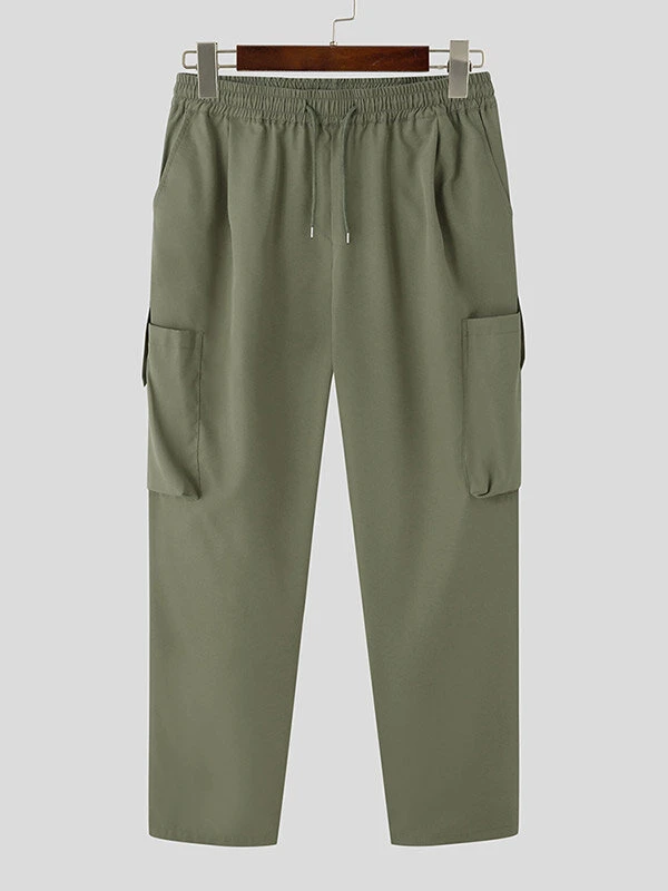 Mens Solid Pocket Drawstring Waist Casual Pants 6 Mens Solid Pocket Drawstring Waist Casual Pants - Image 4