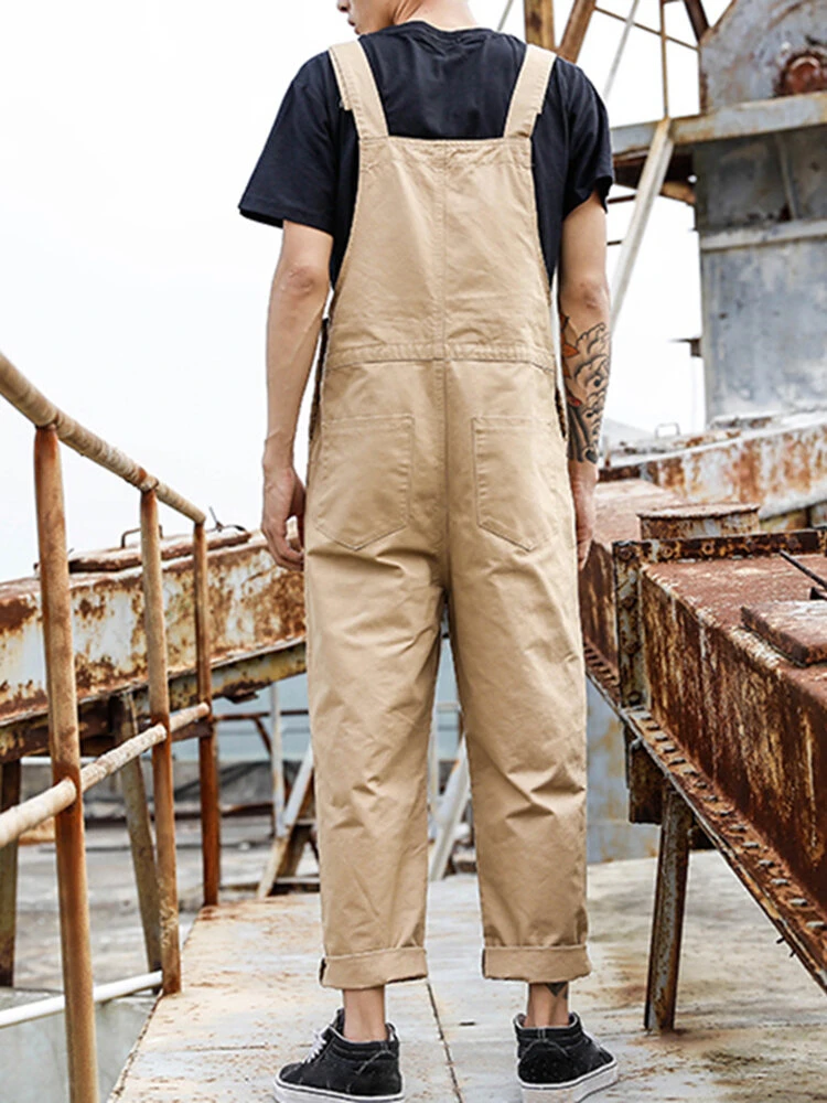 Mens Solid Button Design Casual Cargo Overall With Pocket 6 Mens Solid Button Design Casual Cargo Overall With Pocket - Image 4