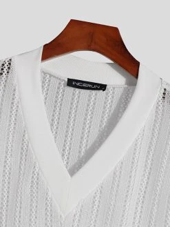 Mens Knit Hollow V-Neck Loose Sleeveless Tank -Incerun Shop e6f7bb55 a696 4e64 bf95 abcc9dc0cb6e