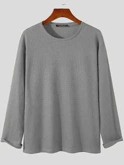 Mens Knit Draping Loose Long-sleeved T-Shirts -Incerun Shop e7984471 2acc 435d 96fd 9a0f185bed11