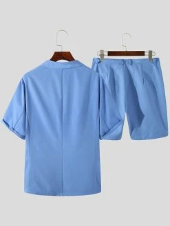 Mens Solid Half Sleeve Blazer Casual Two Pieces Outfits -Incerun Shop e7b271ad 0b9b 43d4 8c12 e0f9c55128a6