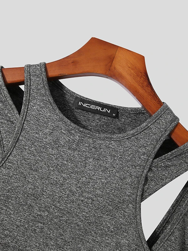 Mens Cutout Patchwork Long Sleeve Triangle Bodysuit 8 Mens Cutout Patchwork Long Sleeve Triangle Bodysuit - Image 6