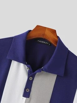 Mens Patchwork Lapel Short Sleeve Shirt -Incerun Shop e8d646aa c871 491b 8cf8 27352ac7d660