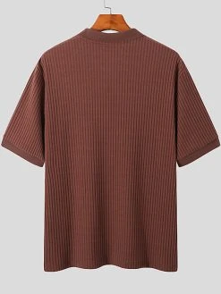 Mens Knitted Rib Pullover Golf Shirt -Incerun Shop e9309e2f dded 4d81 a941 264976bb4633