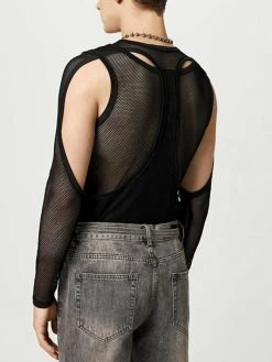 Mens Cutout Mesh See Through Solid Long Sleeve T-Shirt -Incerun Shop e94c0a09 0dc7 4684 8682 2a6d1d8d6103