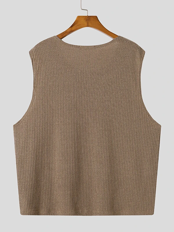 Mens Loose Round Neck Sleeveless Sweater Vest 9 Mens Loose Round Neck Sleeveless Sweater Vest - Image 7