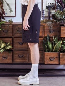 Mens Solid Hollow Out Casual Mid Length Shorts -Incerun Shop e9f6b435 d3f7 4a59 a25c e194fa051057