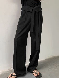 Mens Japan High Waist Solid Pants With Belt -Incerun Shop eaa80484 3055 4b0b 9f17 e9338f55fe04