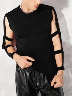 Men Cutout Style Solid T-Shirt 12 Men Cutout Style Solid T-Shirt -Incerun Shop eabd2d56 cce8 4f03 8285 4cec01dc4e6a