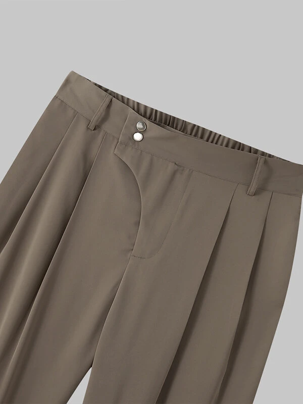 Mens Solid Pleated Snap Button Waist Casual Pants 9 Mens Solid Pleated Snap Button Waist Casual Pants - Image 7