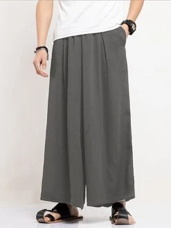 Mens Solid Loose Wide Leg Warrior Pants With Pocket -Incerun Shop eb5d1af4 0607 4ba5 b7ca d0c69e99ebd6