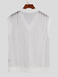 Mens Knit Hollow V-Neck Loose Sleeveless Tank -Incerun Shop eb7448de c402 45e7 b67d 0c7cdbabdcee