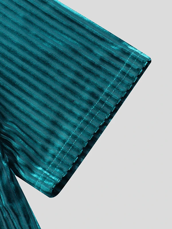 Mens Velvet Striped Round Neck Casual T-shirts 10 Mens Velvet Striped Round Neck Casual T-shirts - Image 8