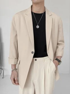 Mens Solid Color Three-quarter Sleeve Blazer 24 Mens Solid Color Three-quarter Sleeve Blazer -Incerun Shop ec2c1f28 7900 4391 adb1 9411eaff7c63