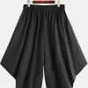 Mens Harem Pants Japanese Trousers Hakama Wide Leg Black