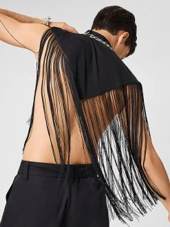 Mens Solid Tassel High Neck Cloak -Incerun Shop ed5dad0c 7cfe 4349 ae53 9cb2bda92993