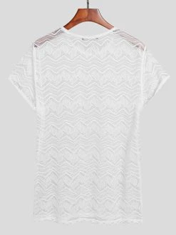 Men Lace Crew Neck Short Sleeve T-Shirt 19 Men Lace Crew Neck Short Sleeve T-Shirt -Incerun Shop eda1058f 1e95 4b02 982b 46efeb402083