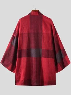 Mens Vintage Obscure Check Loose Cardigan -Incerun Shop ee091fda c37d 42b0 8230 79dc1cec191d