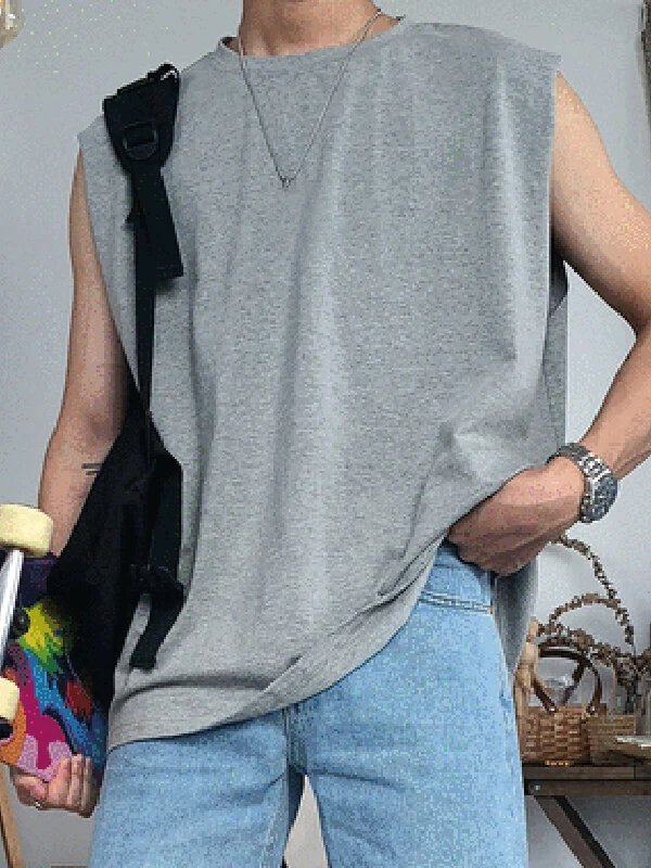 Mens Loose Knit Round Neck Sleeveless Tank 3 Mens Loose Knit Round Neck Sleeveless Tank