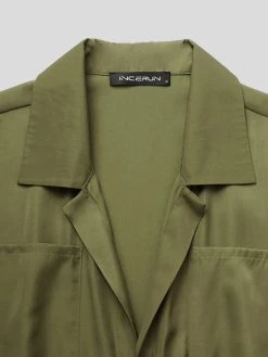 Men Cargo Short Sleeve V Neck Overalls Long Pants Jumpsuit -Incerun Shop ef16cf6b 76c4 4e69 9f38 590d9f9e25ce