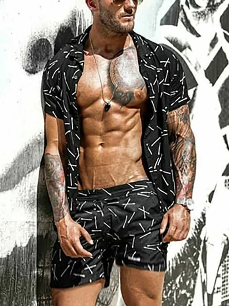 Mens Hawaii Floral Short Sleeve Two Pieces Suit 4 Mens Hawaii Floral Short Sleeve Two Pieces Suit - Image 2