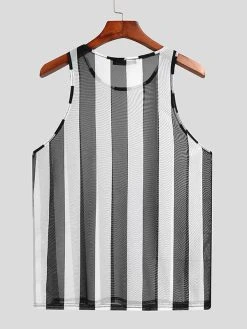 Men Sexy See Through Striped Vest -Incerun Shop efc9ff40 9a3e 4bec 8583 e5535e60cbeb