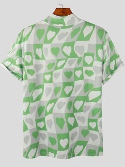 Mens Heart Graphic Half-Collar Short Sleeve T-Shirt 16 Mens Heart Graphic Half-Collar Short Sleeve T-Shirt -Incerun Shop efd42688 f772 4a5e 874a f8afcbf84d69