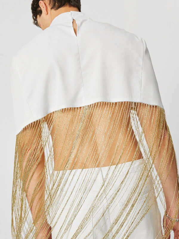 Mens Long Fringe High Neck T-Shirt 4 Mens Long Fringe High Neck T-Shirt - Image 2