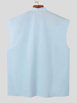 Mens Solid Workout Button Down Sleeveless Shirt 14 Mens Solid Workout Button Down Sleeveless Shirt -Incerun Shop f03919f9 d4b7 4e37 b651 f8e983aba386