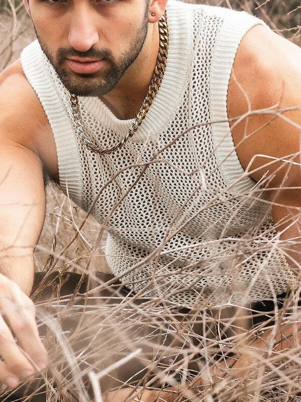 Men Casual Mesh Crochet Knit Tank Top 5 Men Casual Mesh Crochet Knit Tank Top - Image 3
