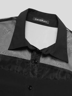 Men Sexy Mesh Patchwork Long Sleeve Shirt 14 Men Sexy Mesh Patchwork Long Sleeve Shirt -Incerun Shop f161a5a4 5524 4342 bce7 77bd0940fbb5