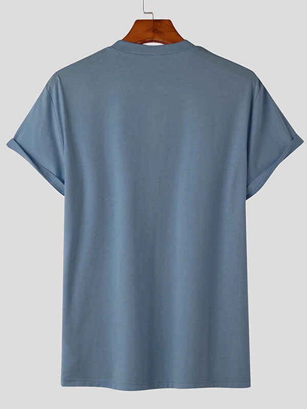 Mens Solid Pintuck Detail Crew Neck Short Sleeve T-Shirt 7 Mens Solid Pintuck Detail Crew Neck Short Sleeve T-Shirt - Image 5