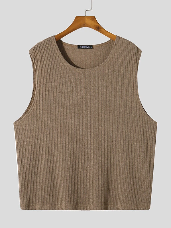 Mens Loose Round Neck Sleeveless Sweater Vest 8 Mens Loose Round Neck Sleeveless Sweater Vest - Image 6