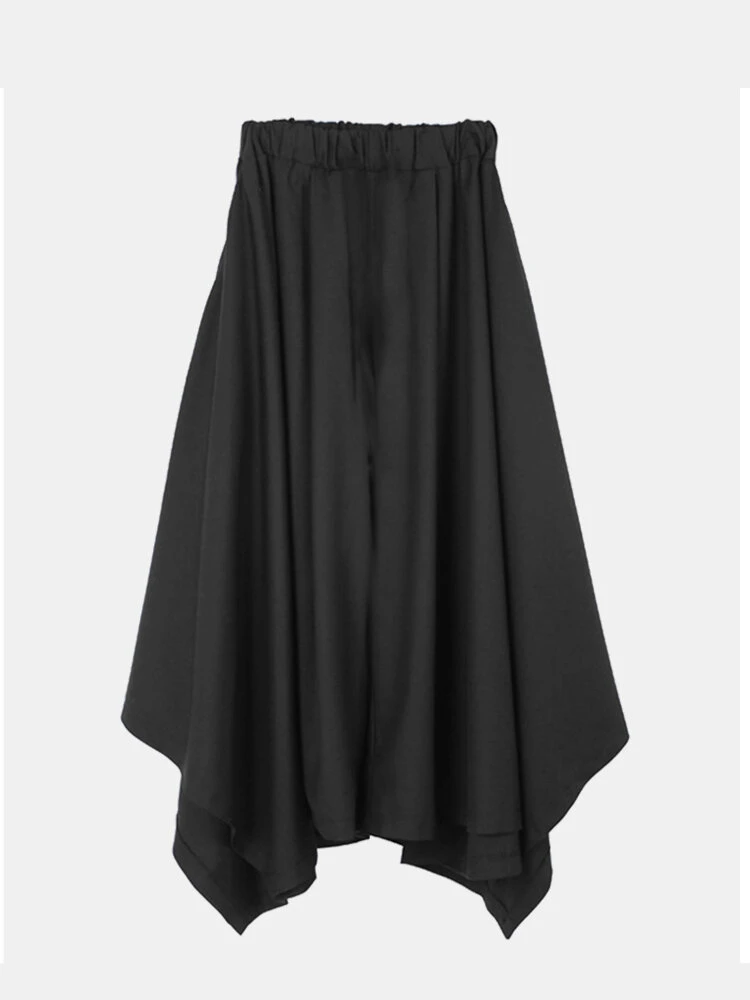 Mens Harem Pants Japanese Trousers Hakama Wide Leg Black 4 Mens Harem Pants Japanese Trousers Hakama Wide Leg Black - Image 2