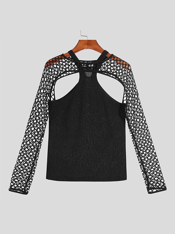 Men Mesh See Through Vest T-Shirt Set 9 Men Mesh See Through Vest T-Shirt Set - Image 7