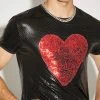 Mens Shiny Metallic Love Heart Patch T-Shirt -Incerun Shop f213f629 e157 4646 b306 a3e16e8398f4