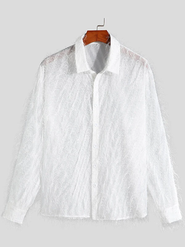 Mens Striped Fringe See-through Shirt 8 Mens Striped Fringe See-through Shirt - Image 6
