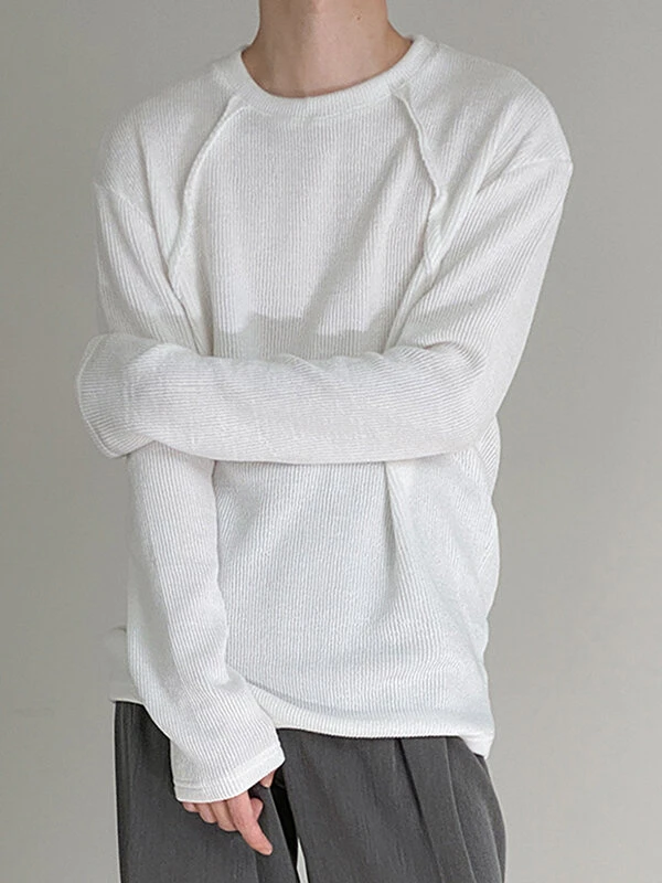 Mens Japan Solid Long Sleeve T-shirt 4 Mens Japan Solid Long Sleeve T-shirt - Image 2