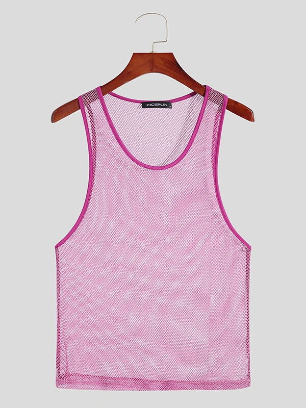 Men Mesh See Through Sleeveless Vest 5 Men Mesh See Through Sleeveless Vest - Image 3