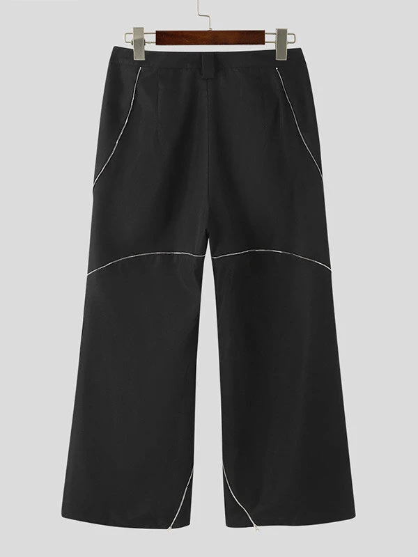 Mens Solid Zip Design Snap Button Waist Pants 8 Mens Solid Zip Design Snap Button Waist Pants - Image 6