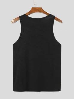 Mens Solid Buckle Design Rib-Knit Sleeveless Tank -Incerun Shop f3d94cfb 9e96 4c24 9ca2 b3397e7fb076