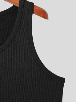 Mens Solid Crew Neck Ribbed Casual Sleeveless Tank -Incerun Shop f42317e6 bdd5 4aab 8932 5a48bc646311