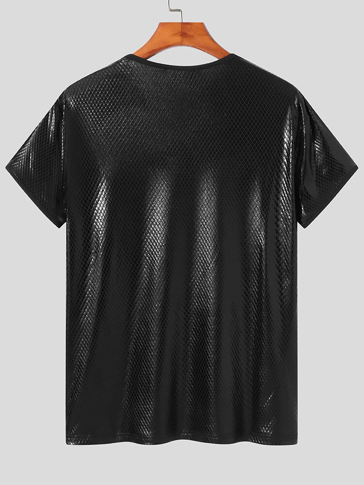 Mens Shiny Metallic Love Heart Patch T-Shirt 8 Mens Shiny Metallic Love Heart Patch T-Shirt - Image 6