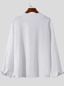 Men V-Neck Solid Color Long Sleeve Shirt -Incerun Shop f4742f3a 3160 4a27 9a8f 896cdcce64b5