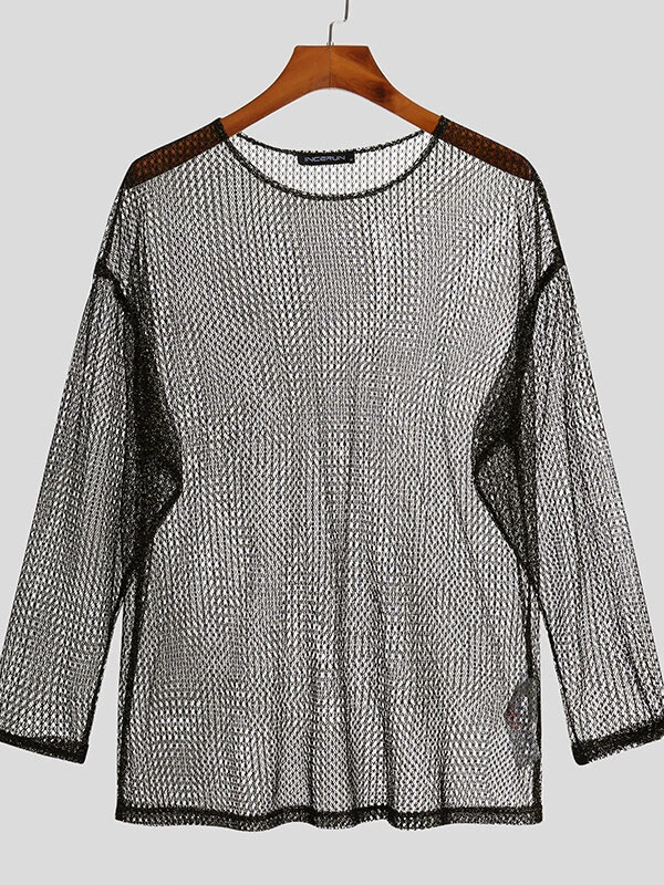 Mens Hollow Mesh Drop Shoulder T-Shirt 6 Mens Hollow Mesh Drop Shoulder T-Shirt - Image 4