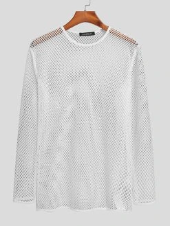 Mens Mesh See Through Long Sleeve T-Shirt 11 Mens Mesh See Through Long Sleeve T-Shirt -Incerun Shop f577c611 3957 45b4 aad8 a5d263257e9d