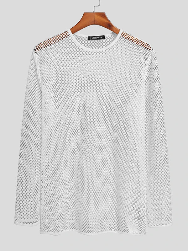 Mens Mesh See Through Long Sleeve T-Shirt 5 Mens Mesh See Through Long Sleeve T-Shirt - Image 3