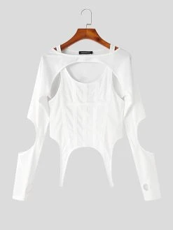 Mens Solid Cutout Tank T-shirt Two Pieces Outfits 16 Mens Solid Cutout Tank T-shirt Two Pieces Outfits -Incerun Shop f6517093 9650 4ada 9997 987a5921464a