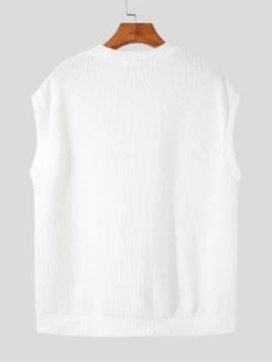 Mens Knit Round Neck Two-way Wear Vest -Incerun Shop f71207d1 1d85 4b44 992a 79325bd2e52a