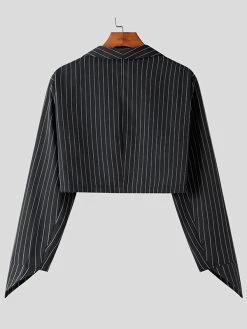 Mens Striped Curve Hem Long Sleeve Cropped Blazer 16 Mens Striped Curve Hem Long Sleeve Cropped Blazer -Incerun Shop f71f3647 d794 4d11 925a 82c3b5b8e46b